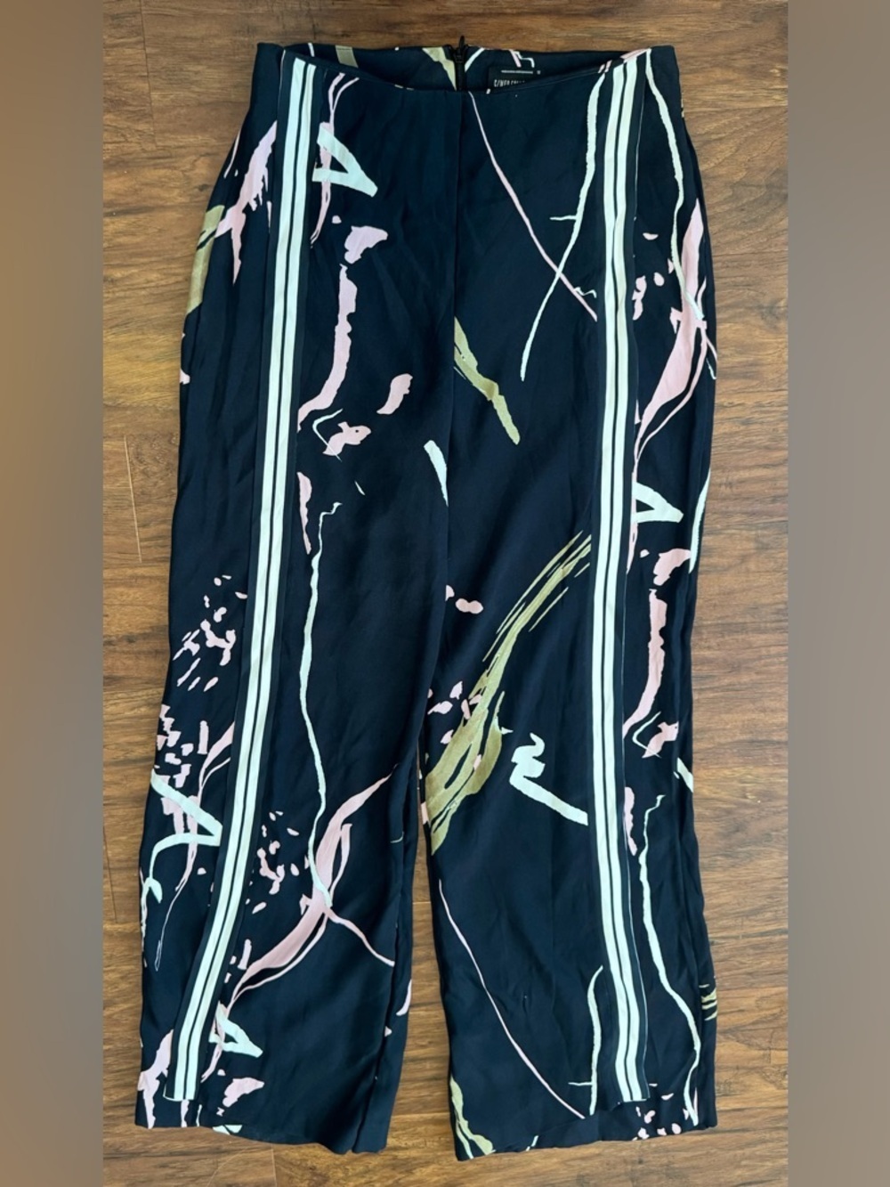 C/MEO Collective Abstract Print Wide Leg Pants Flowy Viscose Size Medium